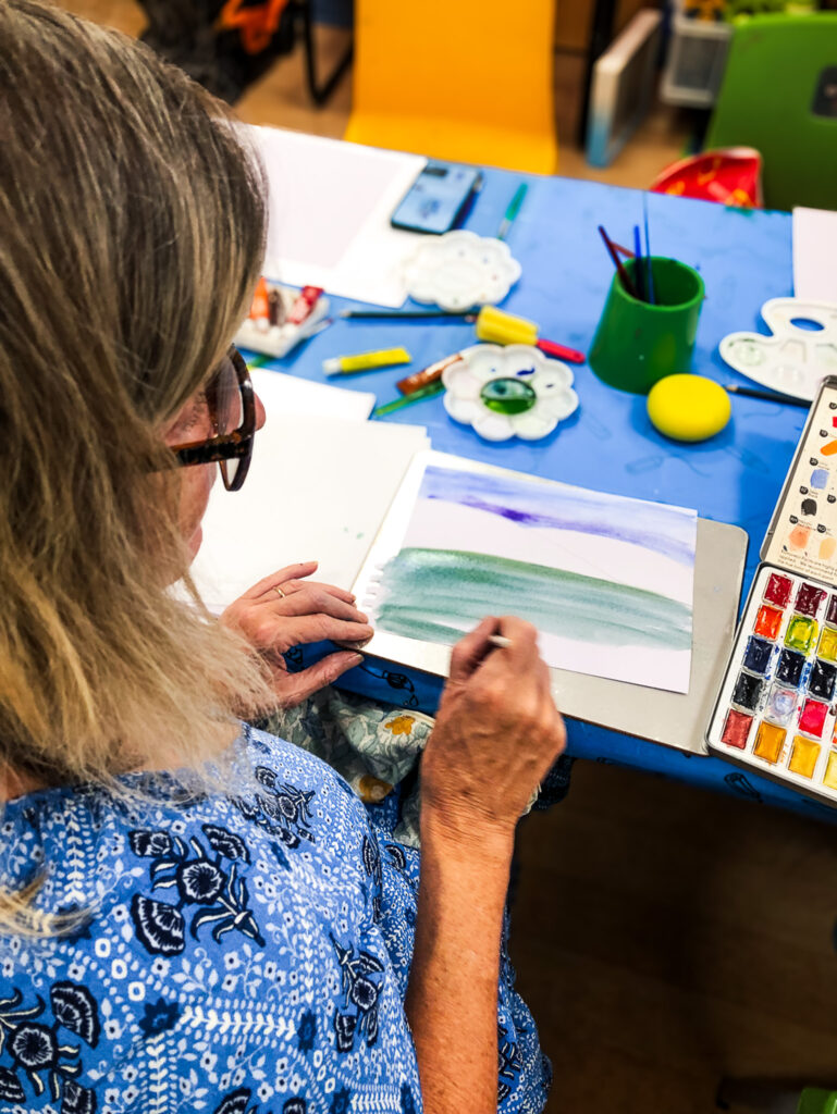 A watercolour creative session run at one of Momentum's partner hospitals