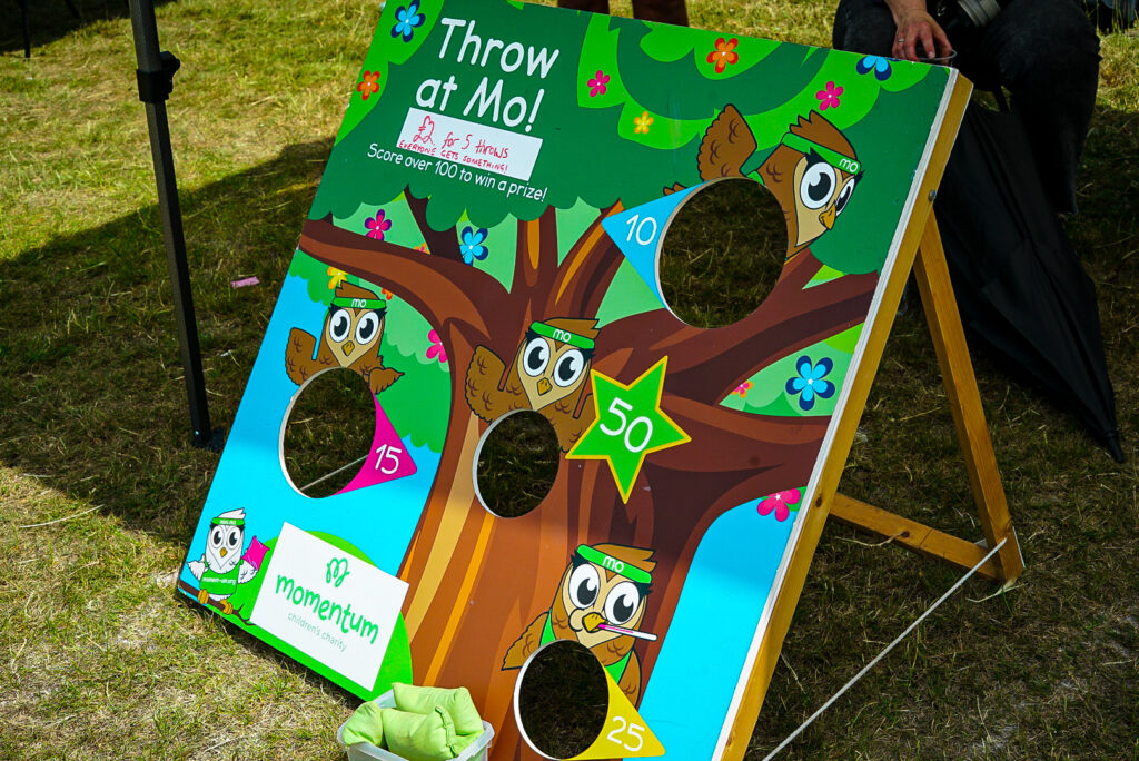 A games board with featuring Mo the Owl at a local school fete