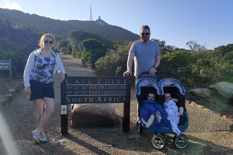 Echoes family hiking at Cape Point in South Africa with their children