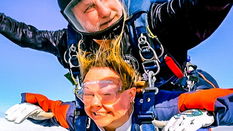 Skydiver taking on a sponsored challenge for Momentum Children's Charity