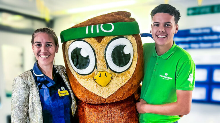 A family support worker, hospital ambassador and Mo the owl at St George's Hospital, one of Momentum Children's Charity's partner hospitals.